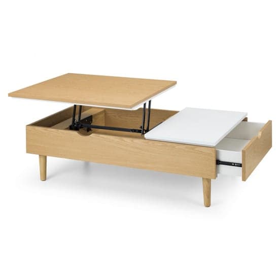 Laina Lift-Up Storage Coffee Table In White High Gloss And Oak_3