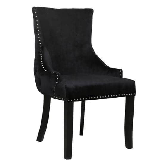 Laughlin Black Velvet Dining Chairs With Tufted Back In Pair_2