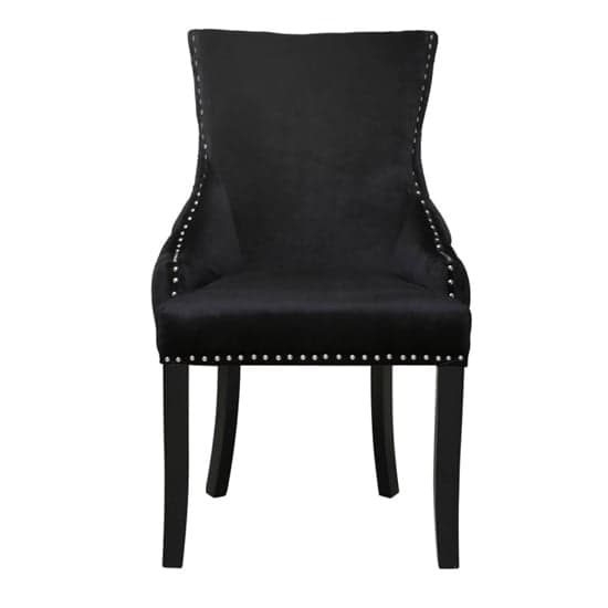 Laughlin Black Velvet Dining Chairs With Tufted Back In Pair_3