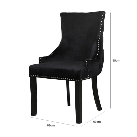Laughlin Black Velvet Dining Chairs With Tufted Back In Pair_6