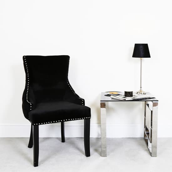 Laughlin Black Velvet Dining Chairs With Tufted Back In Pair_7