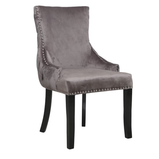 Laughlin Grey Velvet Dining Chairs With Tufted Back In Pair Furniture