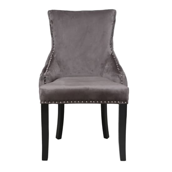 Laughlin Grey Velvet Dining Chairs With Tufted Back In Pair_3