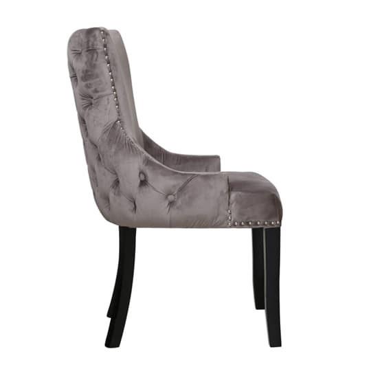 Laughlin Grey Velvet Dining Chairs With Tufted Back In Pair_4