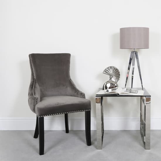 Laughlin Grey Velvet Dining Chairs With Tufted Back In Pair Furniture