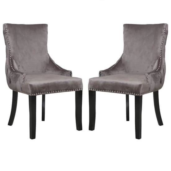 Laughlin Grey Velvet Dining Chairs With Tufted Back In Pair_1