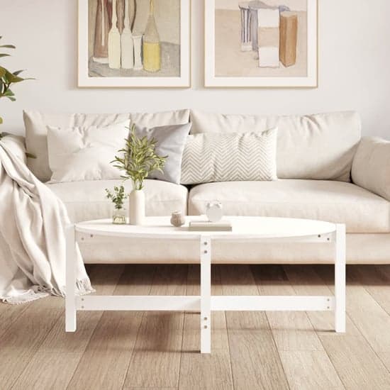 Laurel Solid Pine Wood Coffee Table In White_2