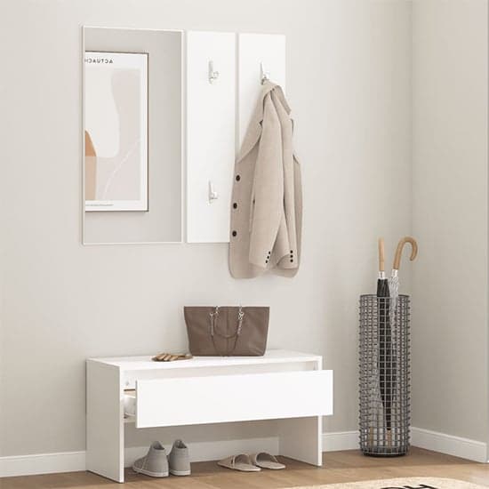 Lautoka Wooden Hallway Furniture Set In White_2