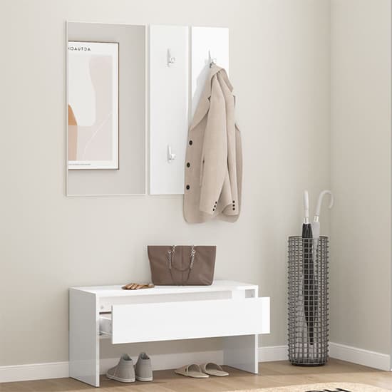 Lautoka High Gloss Hallway Furniture Set In White_2
