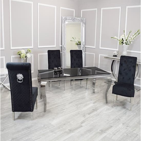 Laval Black Glass Dining Table With 8 Elmira Black Chairs_1