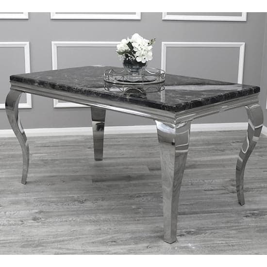 Laval Black Marble Dining Table With 6 Dessel Pewter Chairs_2