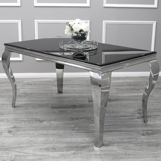 Laval Extra Large Black Glass Dining Table With Chrome Legs_1