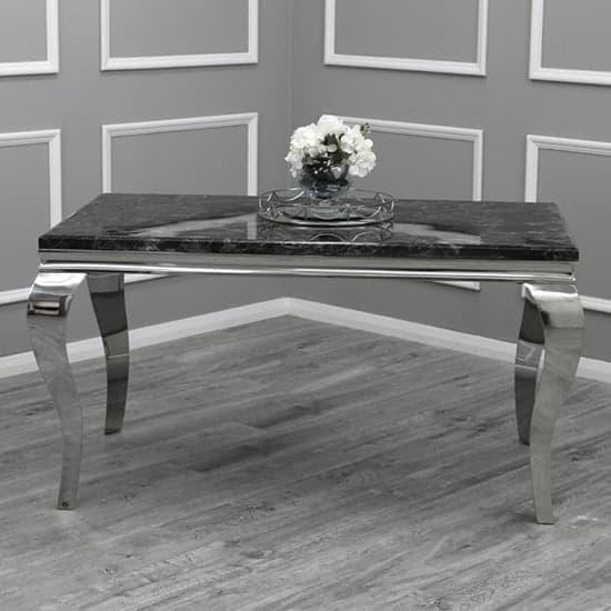 Laval Extra Large Black Marble Dining Table With Chrome Legs_2