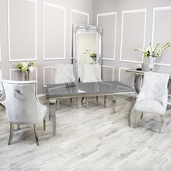 Laval Grey Glass Dining Table With 6 Dessel Light Grey Chairs_1