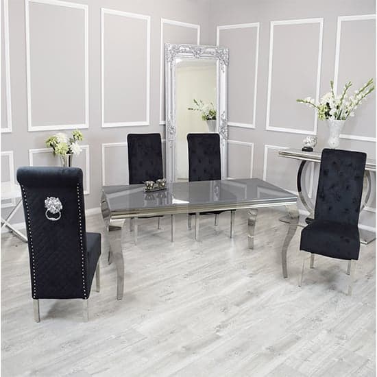 Laval Grey Glass Dining Table With 6 Elmira Black Chairs_1