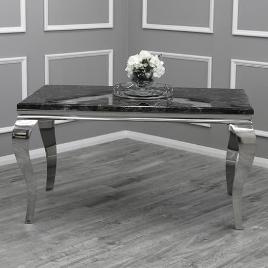 Laval Large Black Marble Dining Table With Chrome Legs_2