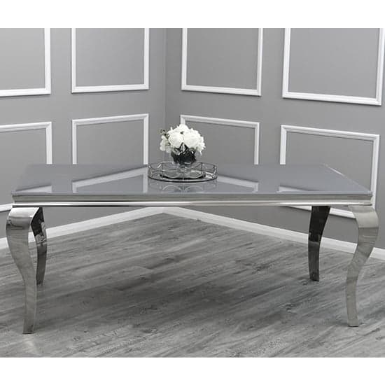 Laval Large Grey Glass Dining Table With Chrome Legs_2