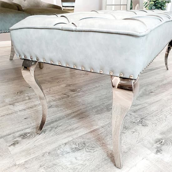 Laval Large Leather Dining Bench In Light Grey_4