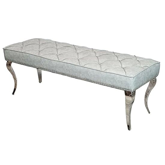 Laval Large Leather Dining Bench In Light Grey_1