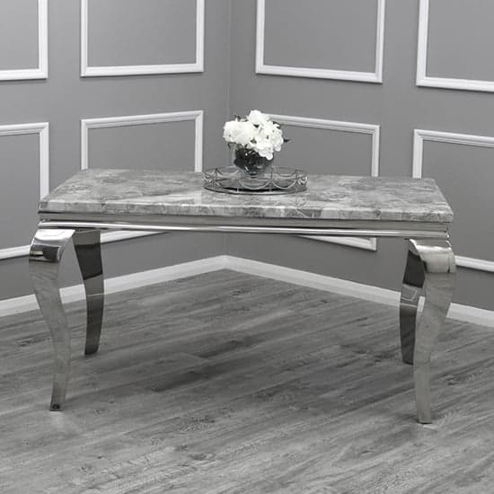 Laval Light Grey Marble Dining Table With 6 Elmira Black Chairs_2