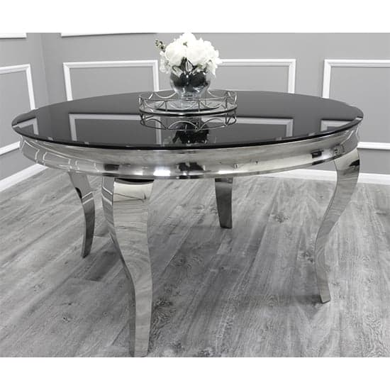 Laval Round Black Glass Dining Table With Chrome Legs_2