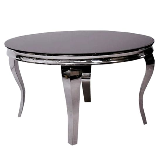 Laval Round Black Glass Dining Table With Chrome Legs_3