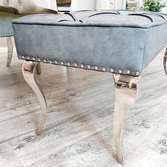 Laval Small Leather Dining Bench In Dark Grey_4