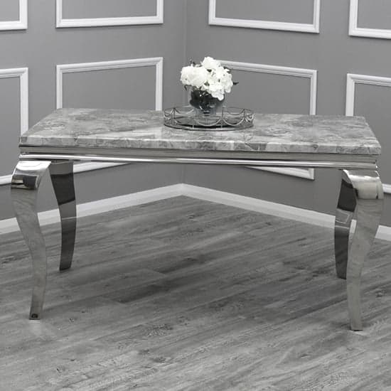 Laval Small Light Grey Marble Dining Table With Chrome Legs_2