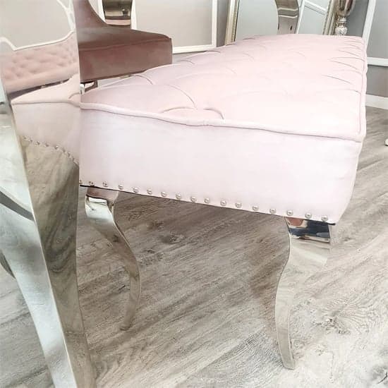 Laval Small Velvet Dining Bench In Pink_4