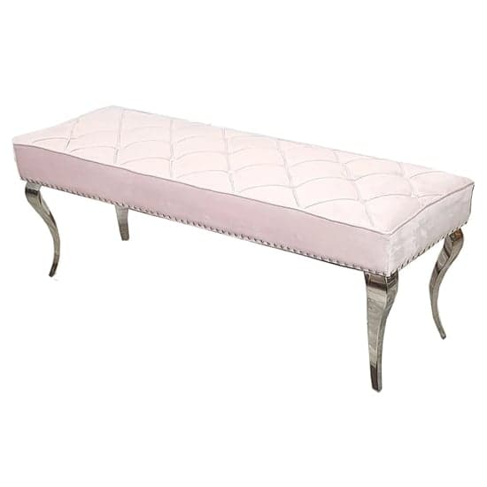Laval Small Velvet Dining Bench In Pink_1
