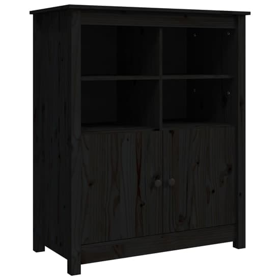 Laval Solid Pine Wood Sideboard With 2 Doors In Black_3