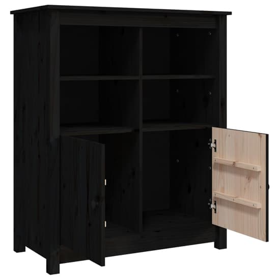Laval Solid Pine Wood Sideboard With 2 Doors In Black_5