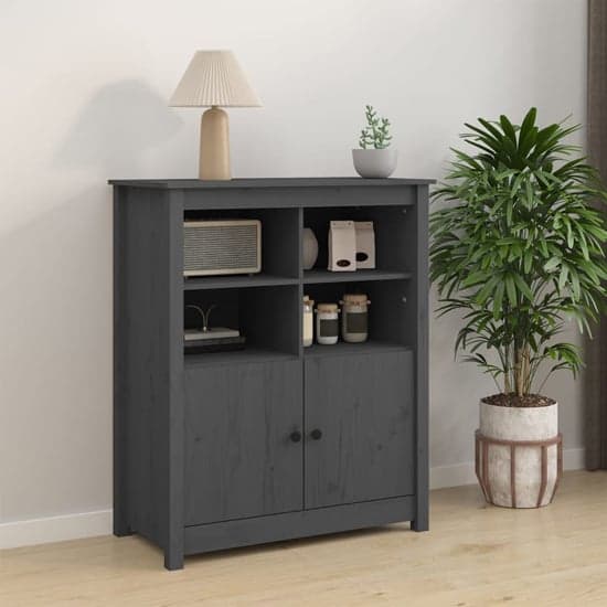 Laval Solid Pine Wood Sideboard With 2 Doors In Grey_1