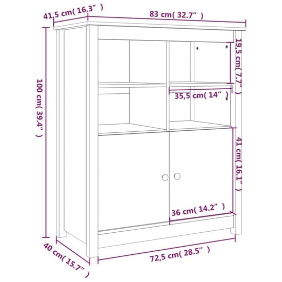 Laval Solid Pine Wood Sideboard With 2 Doors In Honey Brown_6