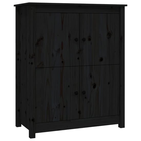 Laval Solid Pine Wood Sideboard With 4 Doors In Black_3
