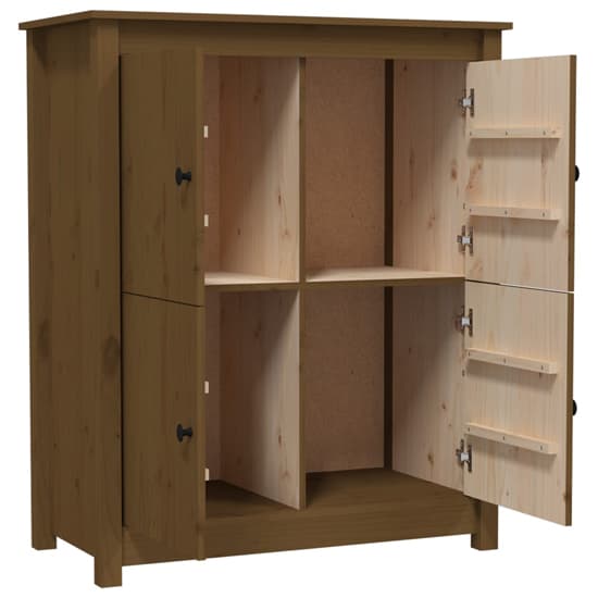 Laval Solid Pine Wood Sideboard With 4 Doors In Honey Brown_5