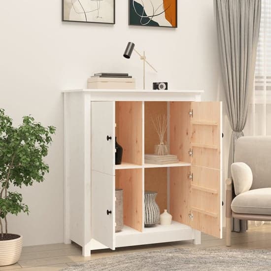 Laval Solid Pine Wood Sideboard With 4 Doors In White_2