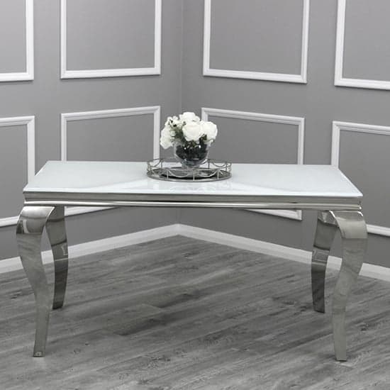 Laval White Glass Dining Table With 6 Elmira Dark Grey Chairs_2