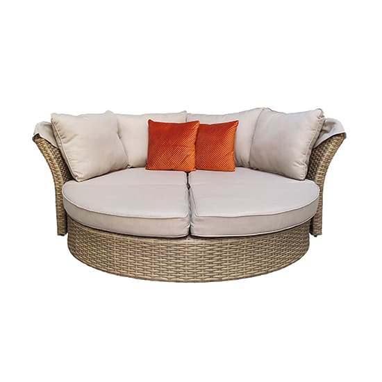 Lavey Weave Half Round Day Bed In Natural With Beige Cushions_3