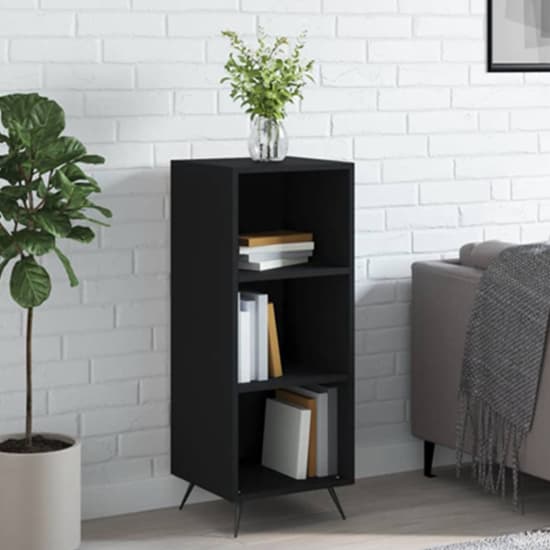 Lavey Wooden Shelving Unit With 2 Shelves In Black_1