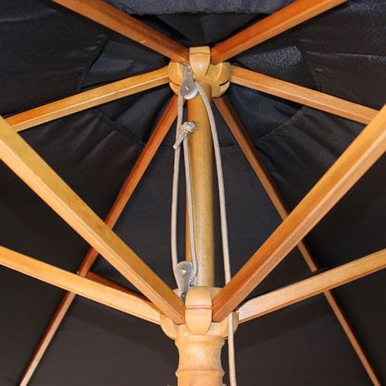 Lavi Round 2.5M Parasol With Wood Pulley In Black_2
