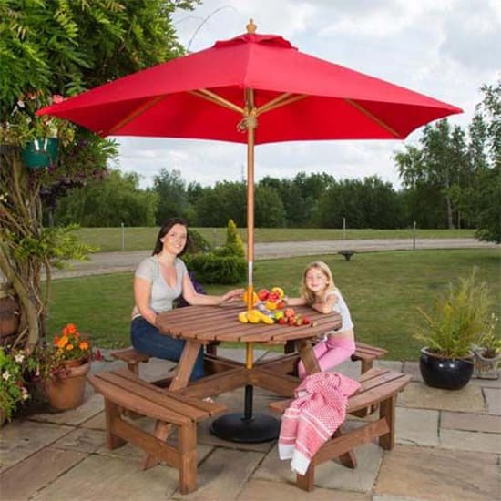 Lavi Round 2.5M Parasol With Wood Pulley In Red_8