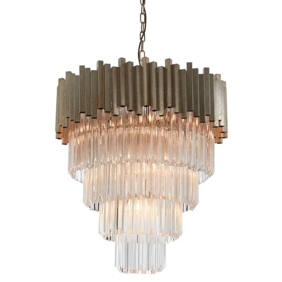 Lawton Large Clear Glass Chandelier Ceiling Light In Silver_3