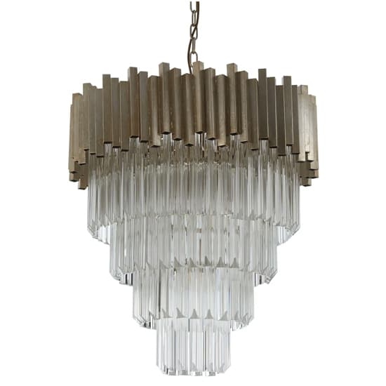 Lawton Large Clear Glass Chandelier Ceiling Light In Silver_4