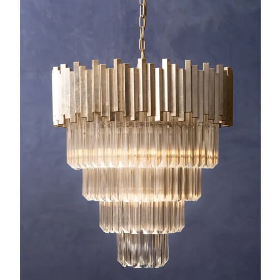 Lawton Large Clear Glass Chandelier Ceiling Light In Silver_5