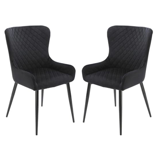 Laxly Diamond Black Velvet Dining Chairs In Pair_1
