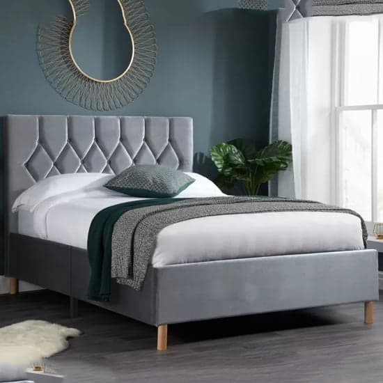 Laxly Fabric King Size Bed In Grey_1