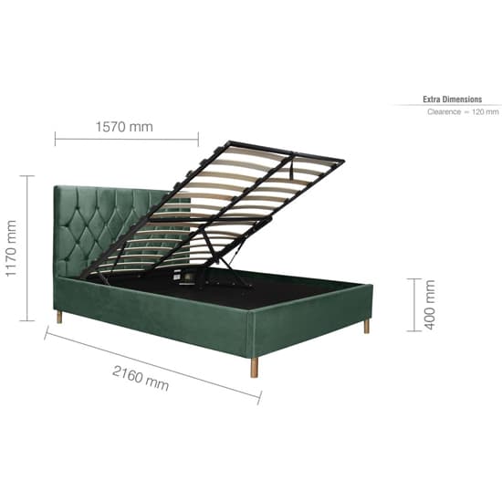 Laxly Fabric Ottoman King Size Bed In Green_7