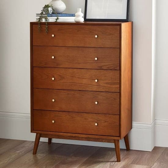 Layton Wooden Chest Of 5 Drawers Tall In Cherry_1