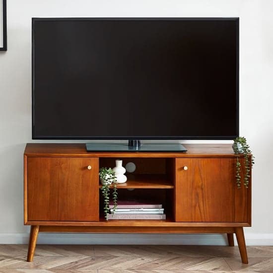 Layton Wooden TV Stand With 2 Doors In Cherry_1